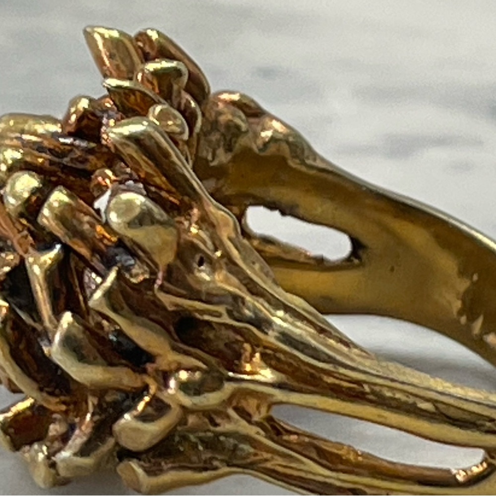 Vintage Sterling Silver Gold plated Nugget Cluster Statement Ring Size 7.75 - Picture 6 of 15